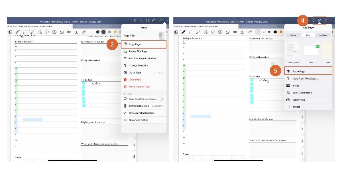 How to Copy and Paste Pages in Your GoodNotes Planner - Wondefull