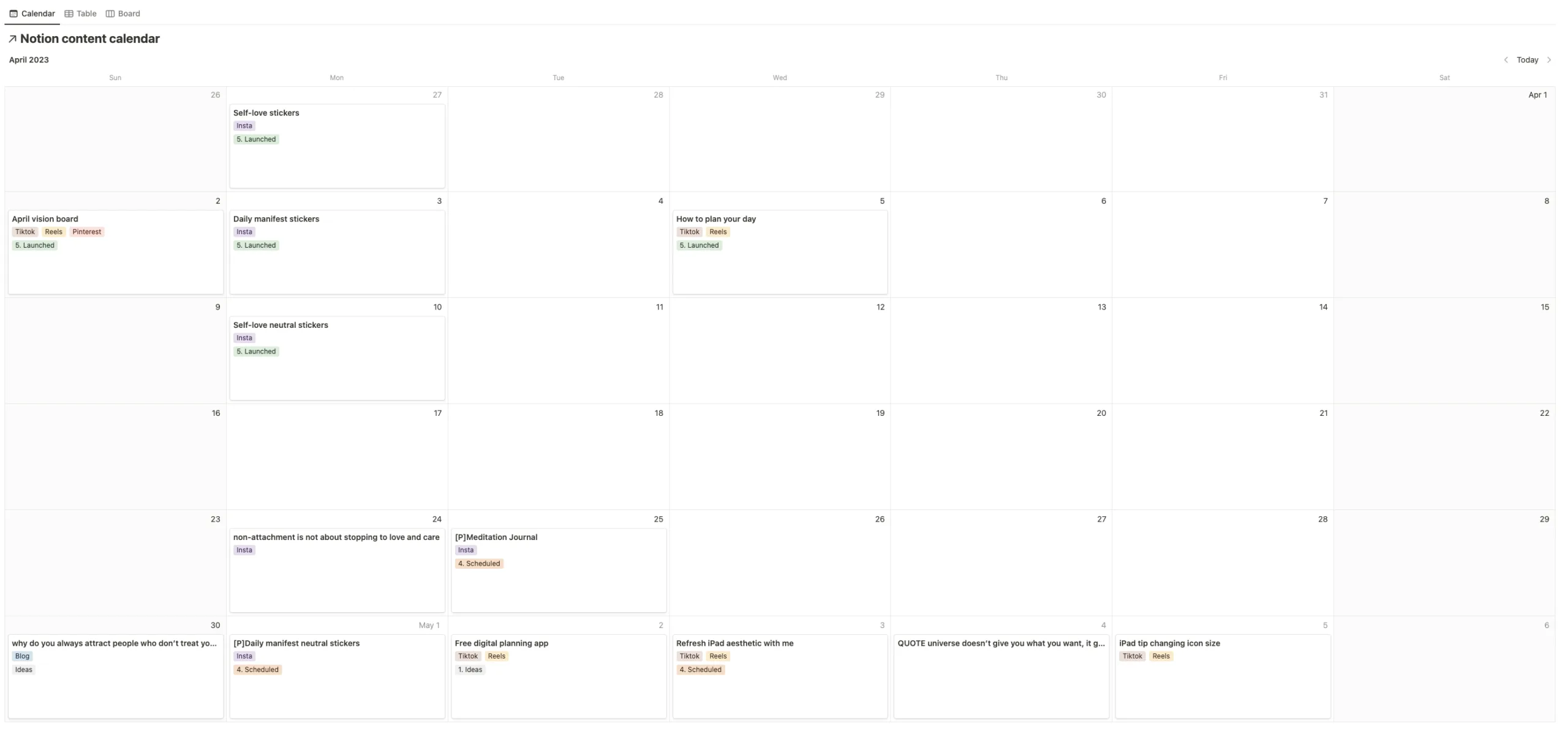 what is digital planning, content calendar on notion