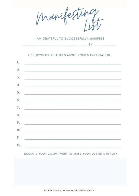 manifesting template blue