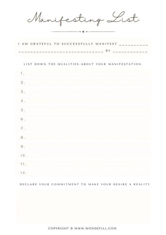 manifesting template brown