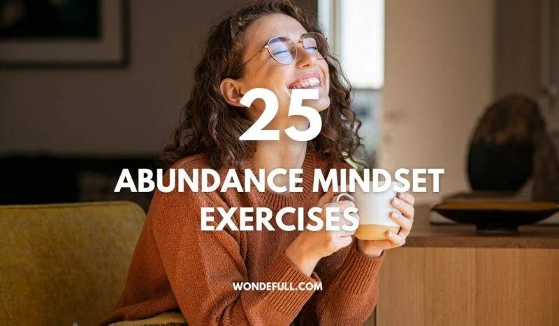 Abundance mindset exercises - woman hold cup happy