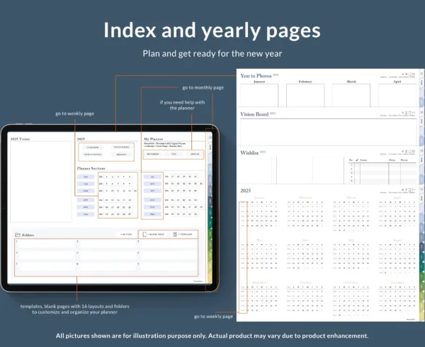 2025 Monthly Weekly Digital Planner, Horizontal, Azure Sage - Image 5