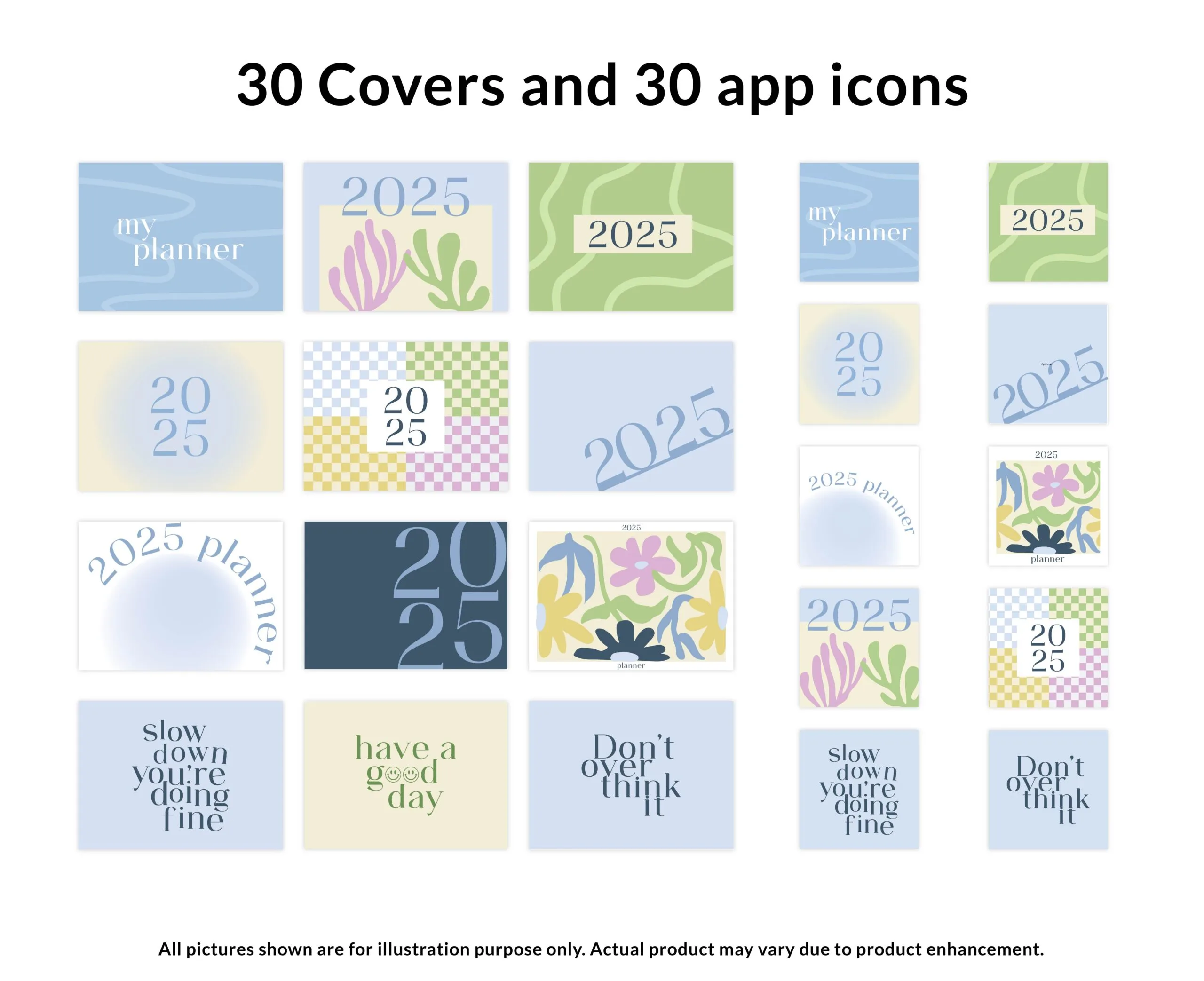 2025 Digital Weekly Planner, Monthly Planner, Horizontal, Azure Sage - Image 8
