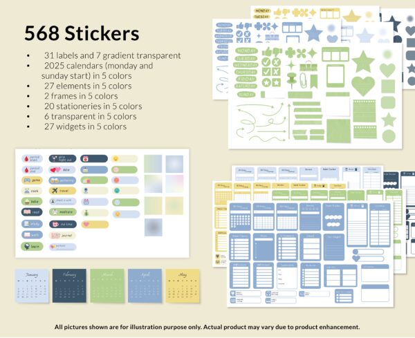 2025 Monthly Weekly Digital Planner, Horizontal, Azure Sage - Image 9