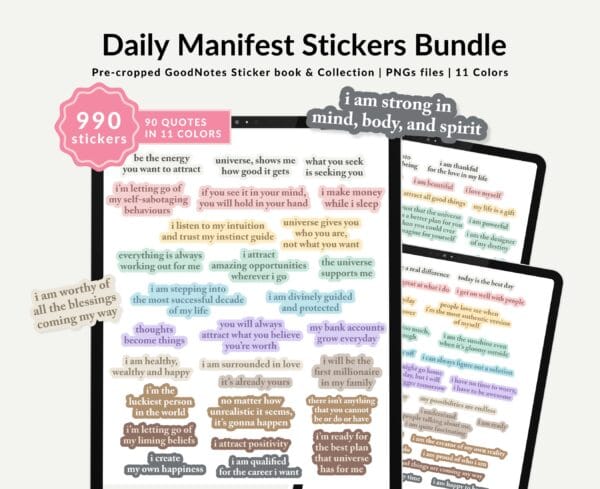 Daily Manifest Digital Stickers Bundle intro