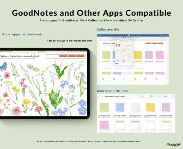 Wildflowers DIY Digital Stickers goodnotes