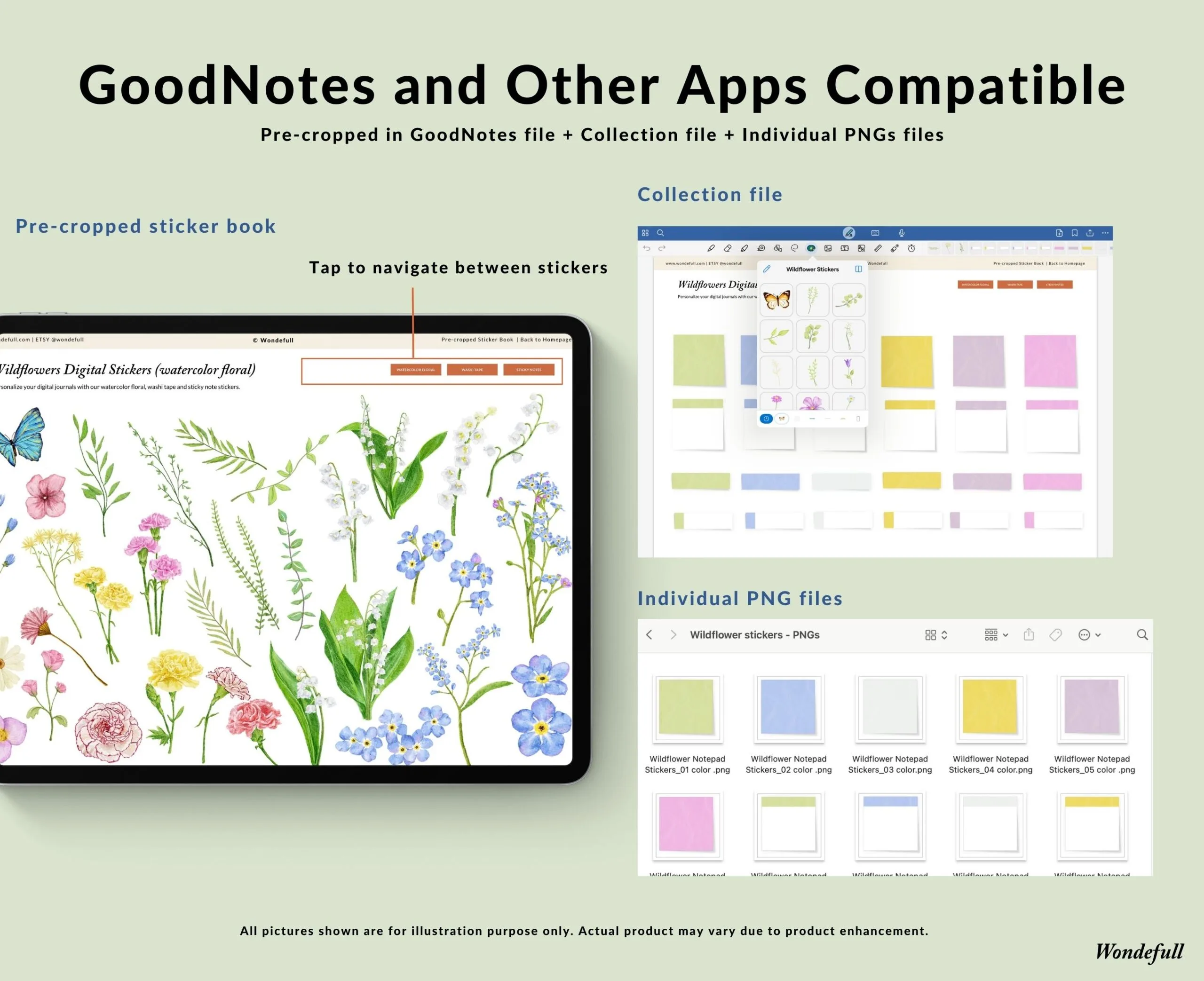 Wildflowers DIY Digital Stickers goodnotes