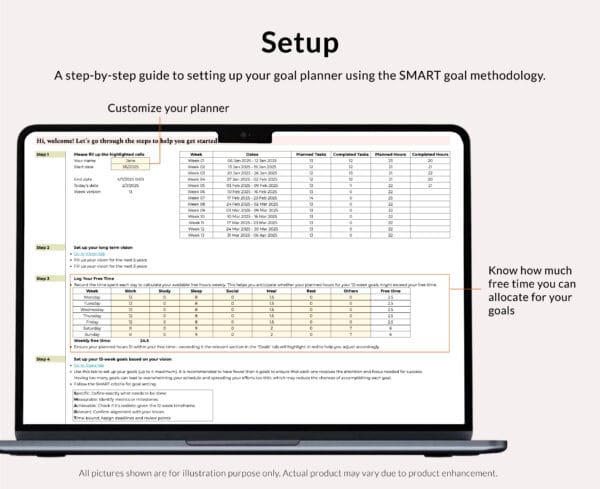 12-Week Goal Planner Google Sheets Template - Image 2