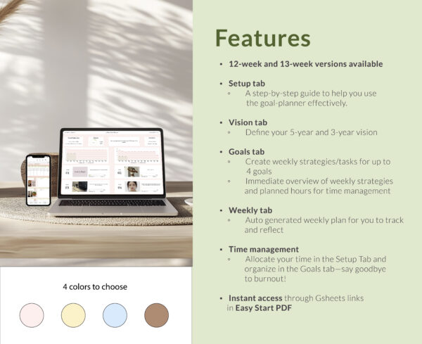 12-Week Goal Planner Google Sheets Template - Image 2