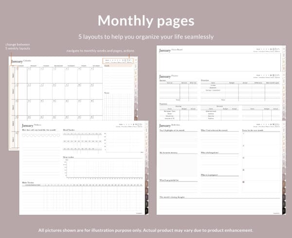 2025 Digital Weekly Planner, Monthly Planner, Horizontal, Taupe Dream - Image 3