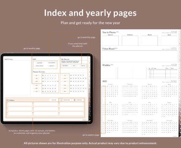 2025 Digital Weekly Planner, Monthly Planner, Horizontal, Taupe Dream - Image 4