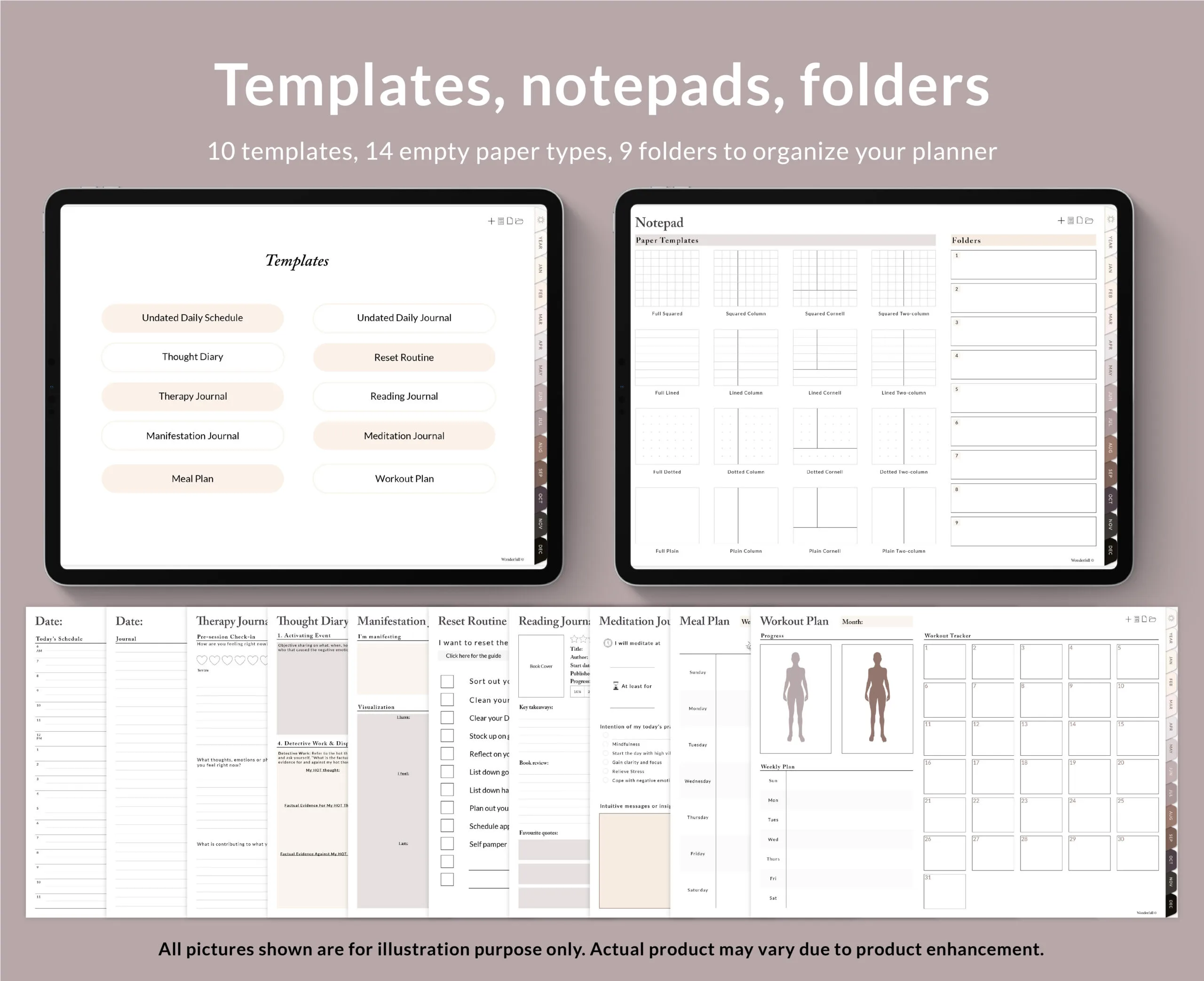 2025 Digital Weekly Planner, Monthly Planner, Horizontal, Taupe Dream - Image 6