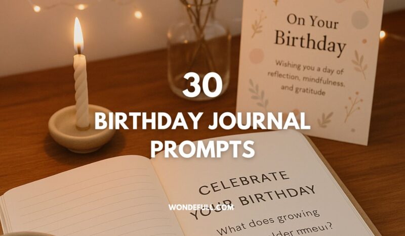 birthday journal prompts desk candle