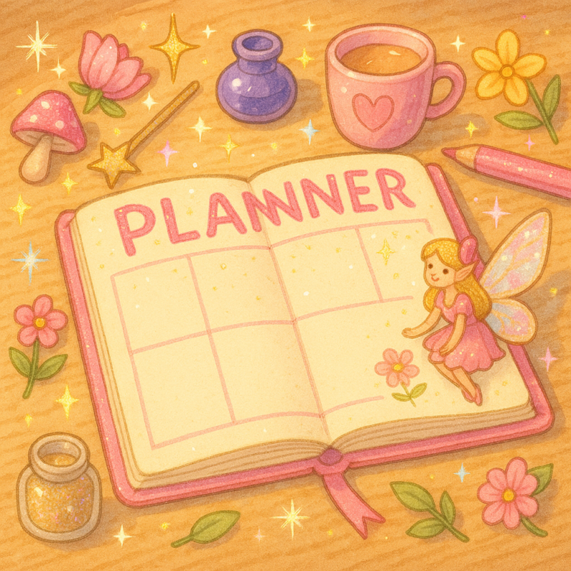 dairy planner cute on desk
