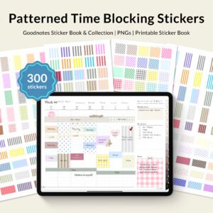 Patterned Transparent Time Blocking Digital Stickers (GoodNotes files, PNGs)