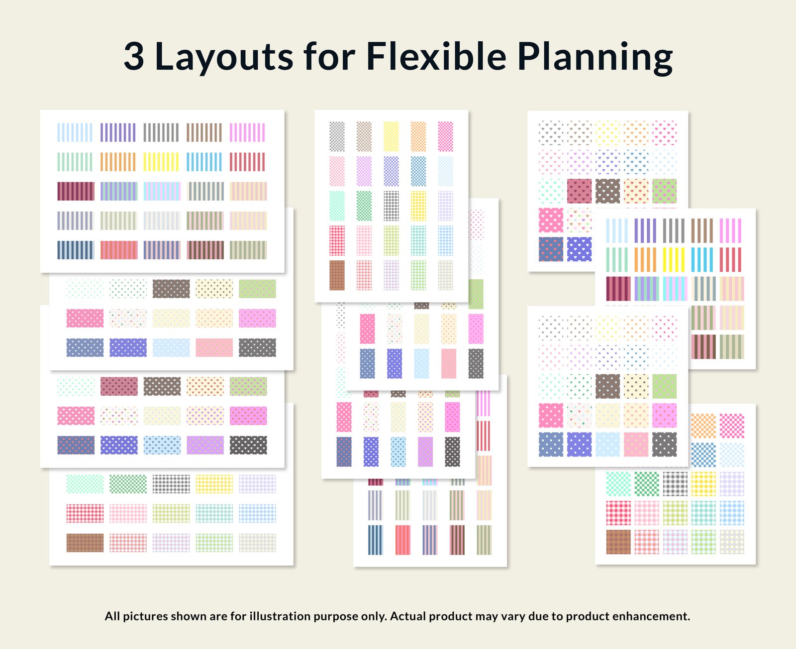 Patterned Transparent Time Blocking Digital Stickers (GoodNotes files, PNGs) - Image 3