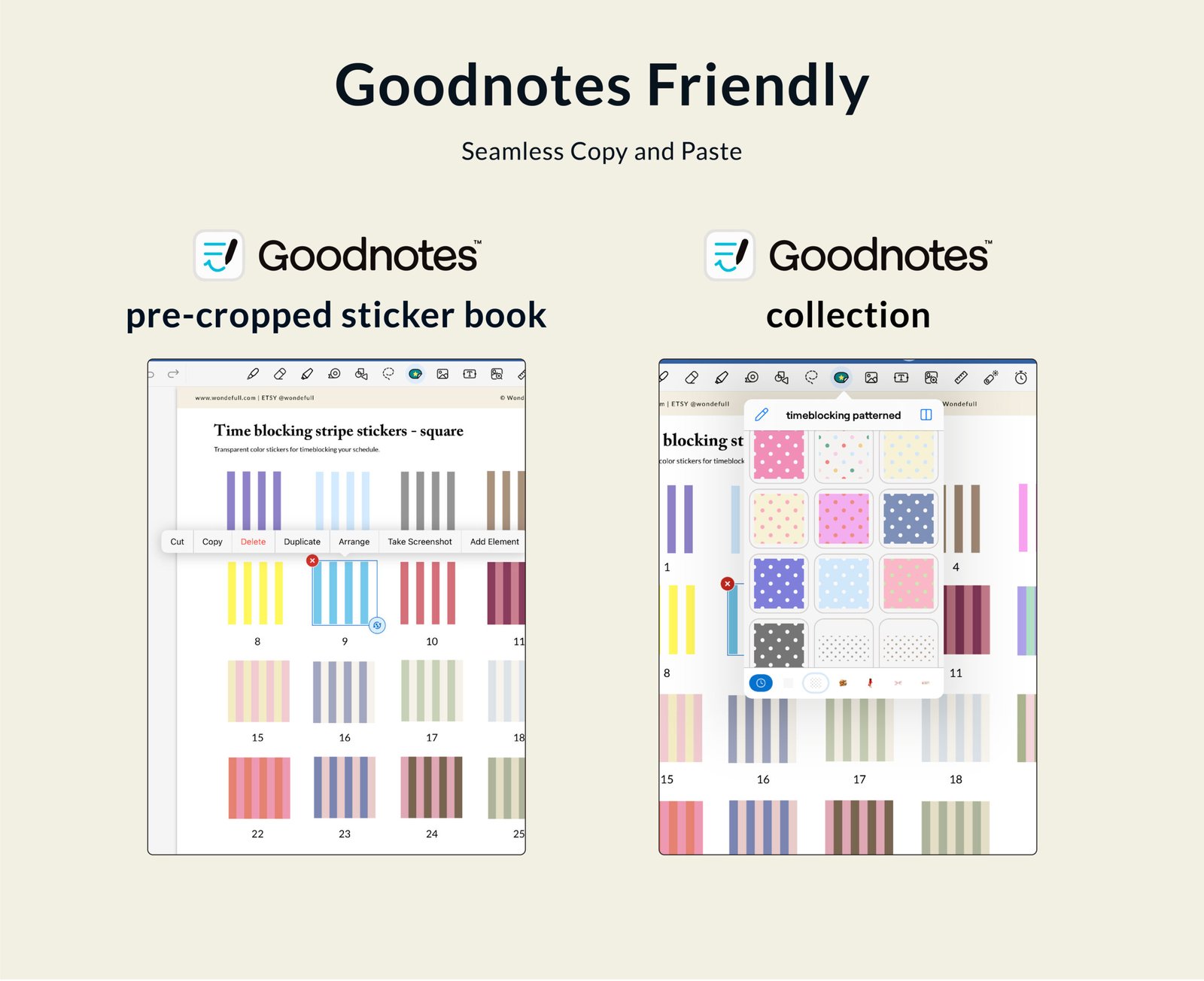Patterned Transparent Time Blocking Digital Stickers (GoodNotes files, PNGs) - Image 5