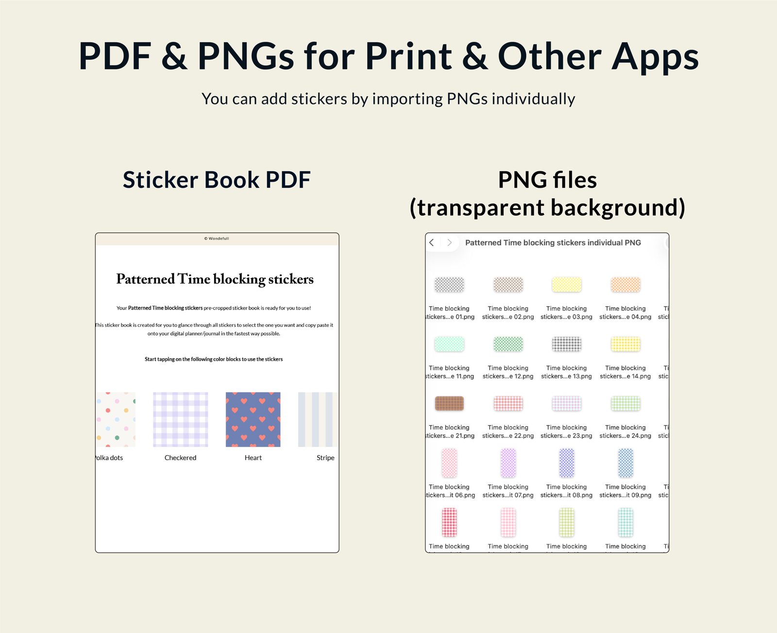 Patterned Transparent Time Blocking Digital Stickers (GoodNotes files, PNGs) - Image 6